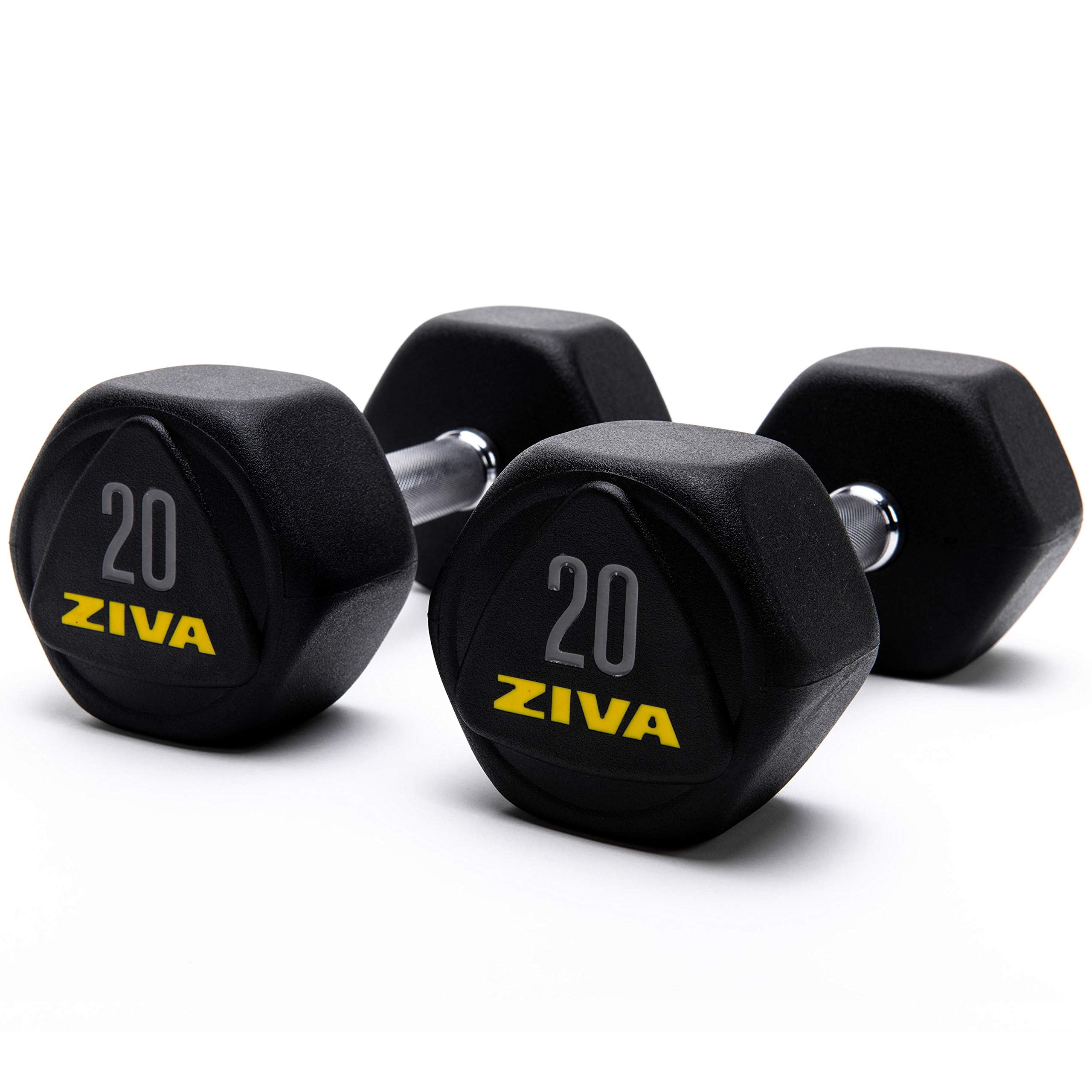 No Odor Strength and Core Training Set of Two Dumbbells for Weight Lifting ZIVA Premium Virgin Rubber Hex Dumbbell High Grade Durable Cast Design