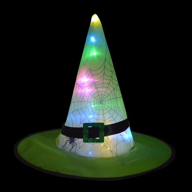 Halloween LED Lighted Witch Hats Hanging Decoration Hat Set, Glowing