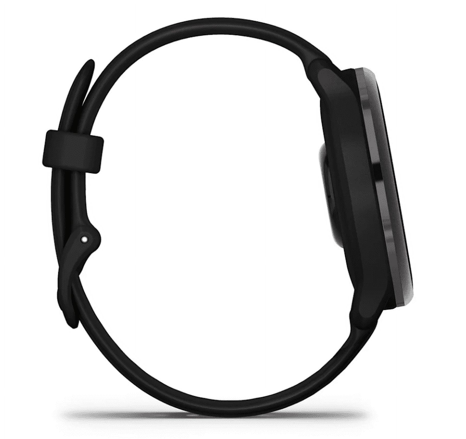 Garmin Vivoactive 6 - Health & Wellness GPS Smartwatch, 1.2 in Bright AMOLED Display, Slate with Black Band w/ Wearable4U White EarBuds Bundle
