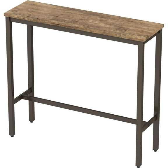 Aklaus 44.5" Bar Table,Rectangular  Bar Height Table with Sturdy Metal Frame Pub High Top Dining Table for Dining Room Living Room Entryway Console Distressed Wood