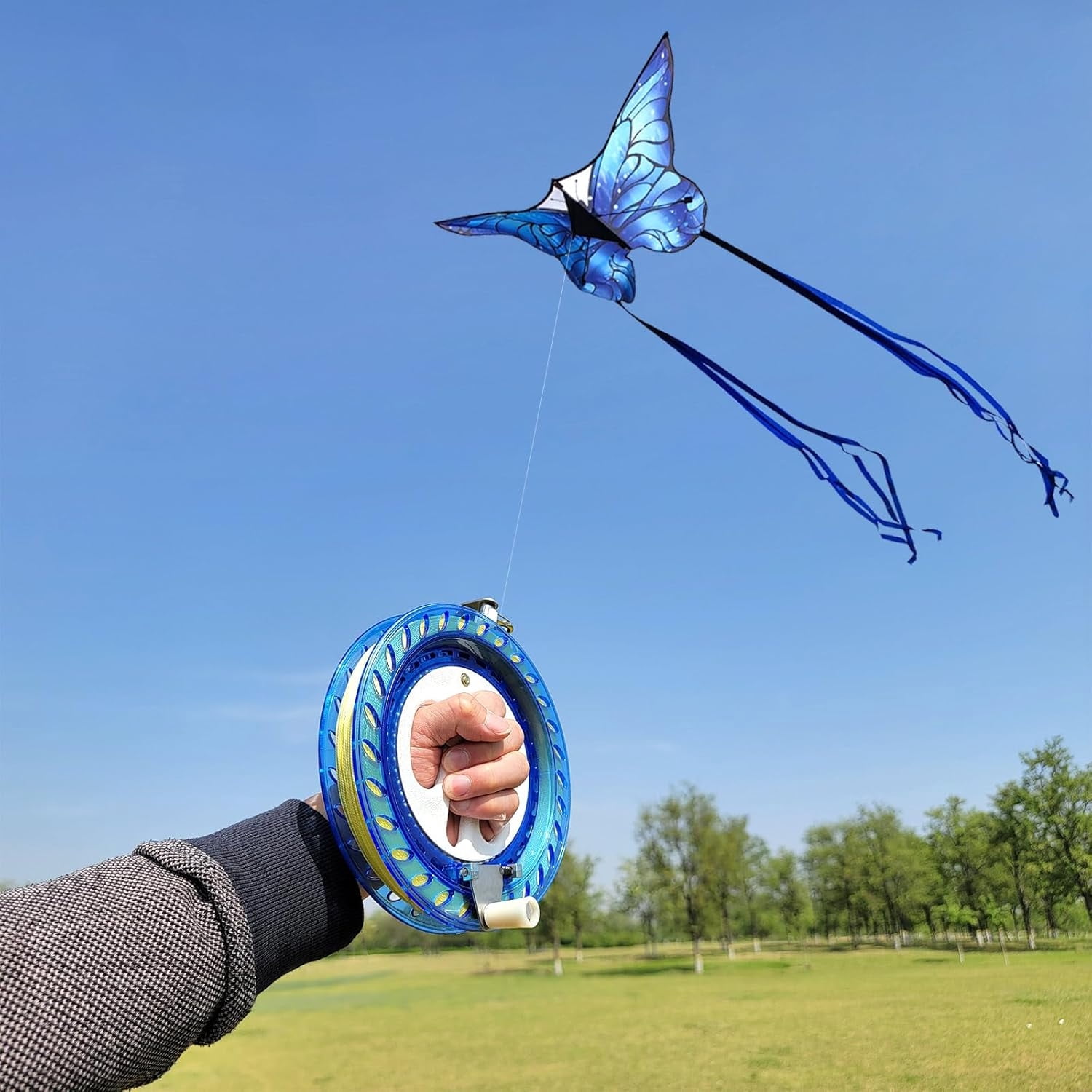 Large Single Line Butterfly Kite for Kids and Adults, Easy to Fly 55" x 28" Beach Kite for Beginners with 300ft String and Handle
