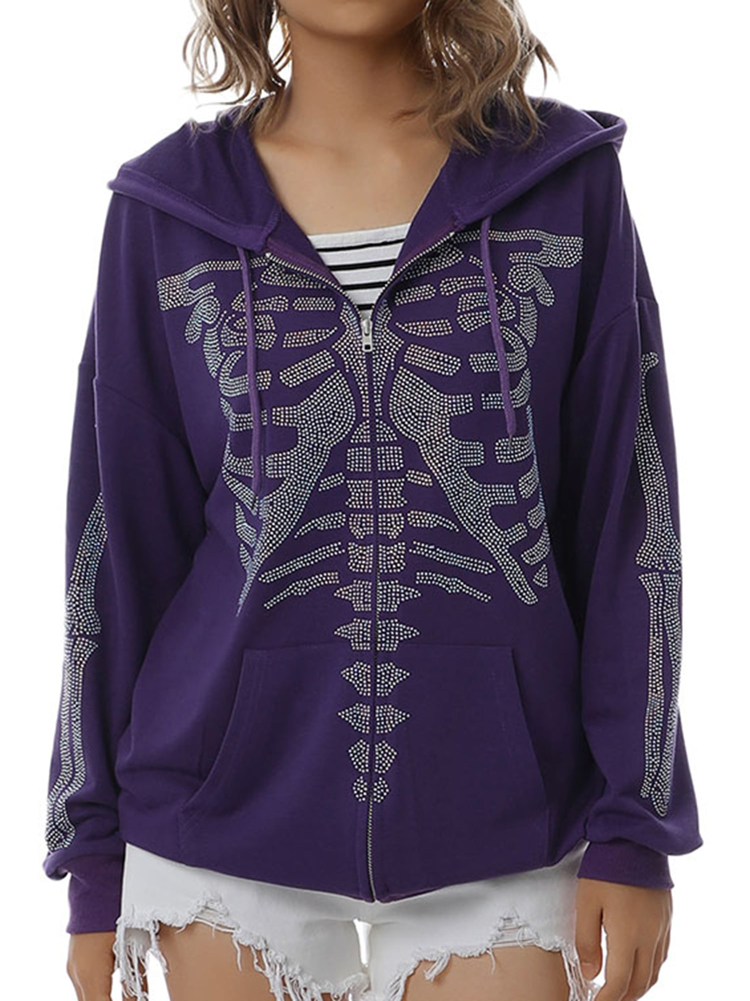 Womens Gildan Full Zip Up Hoodie W Gothic Style Wings Design FREE SHIPPING 