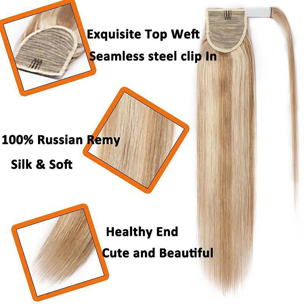 MY-LADY Women Clip in Ponytail Thick 100% Remy Human Hair Extensions Warp Around One piece Hairpiece Straight