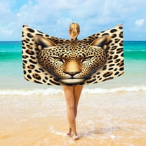 Ryvnso Leopard Oversized Beach Towel Microfiber Bath Blankets Swimming Fitness 37" x 74"