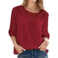 thumbnail image 2 of Blouses for women dressy casual Cotton and Linen Soft Clothing XXXL Red womens blouses, 2 of 4