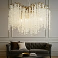 thumbnail image 6 of 20'' Modern Glam Crystal Chandelier Antique Brass Branch Style 4-Light Pendant Ceiling Light for Dining Room Bedroom Living Room Entryway, 6 of 12