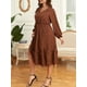 thumbnail image 5 of Vestido, Vestido de talla grande para mujer Vestido casual estampado con cuello en V de manga larga Abanopi 3X-grande, 5 of 7