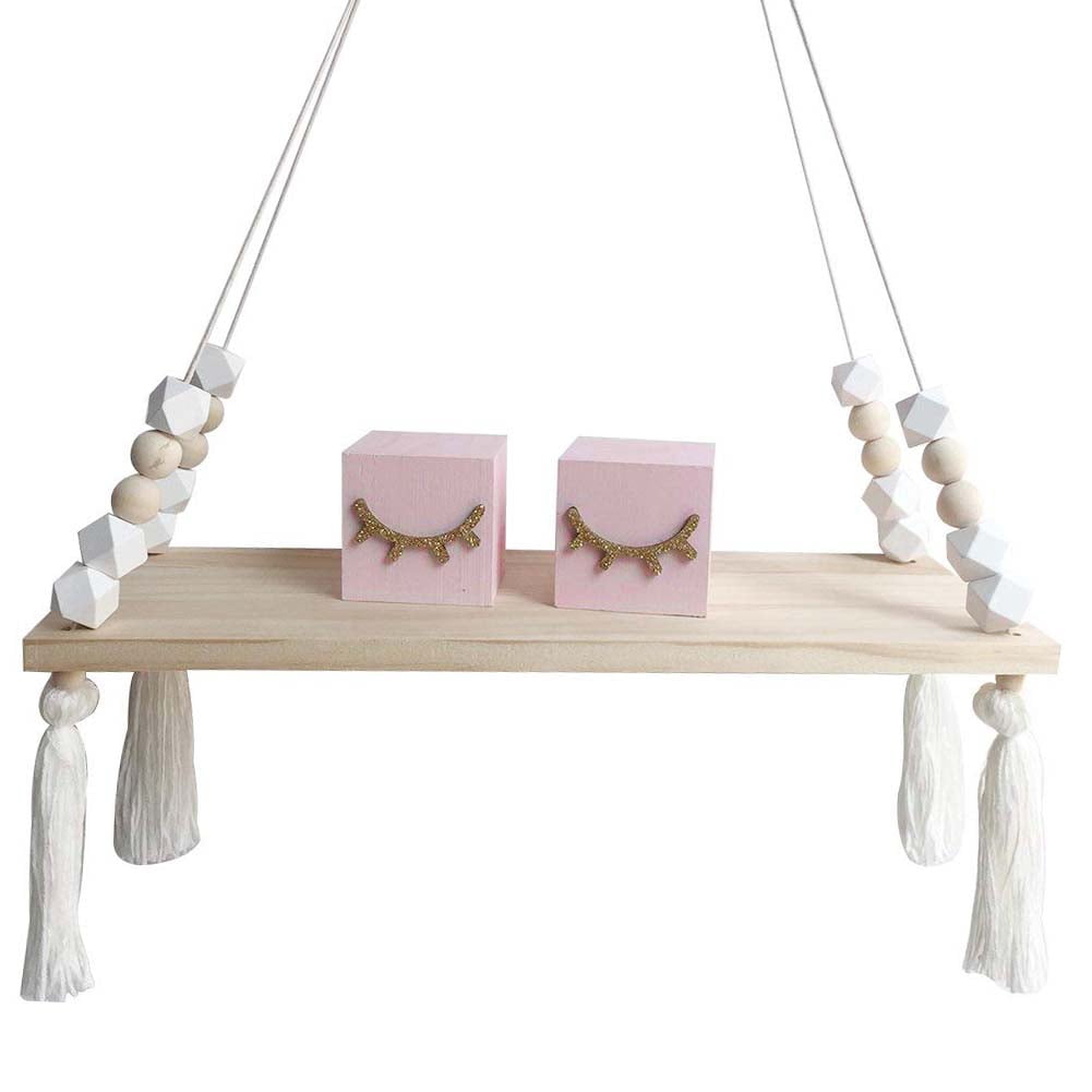 Ins Style Wall Shelf Child Decorative Shelf Storage & Organization Hanging with Rope and Wooden Board Princess Bedroom