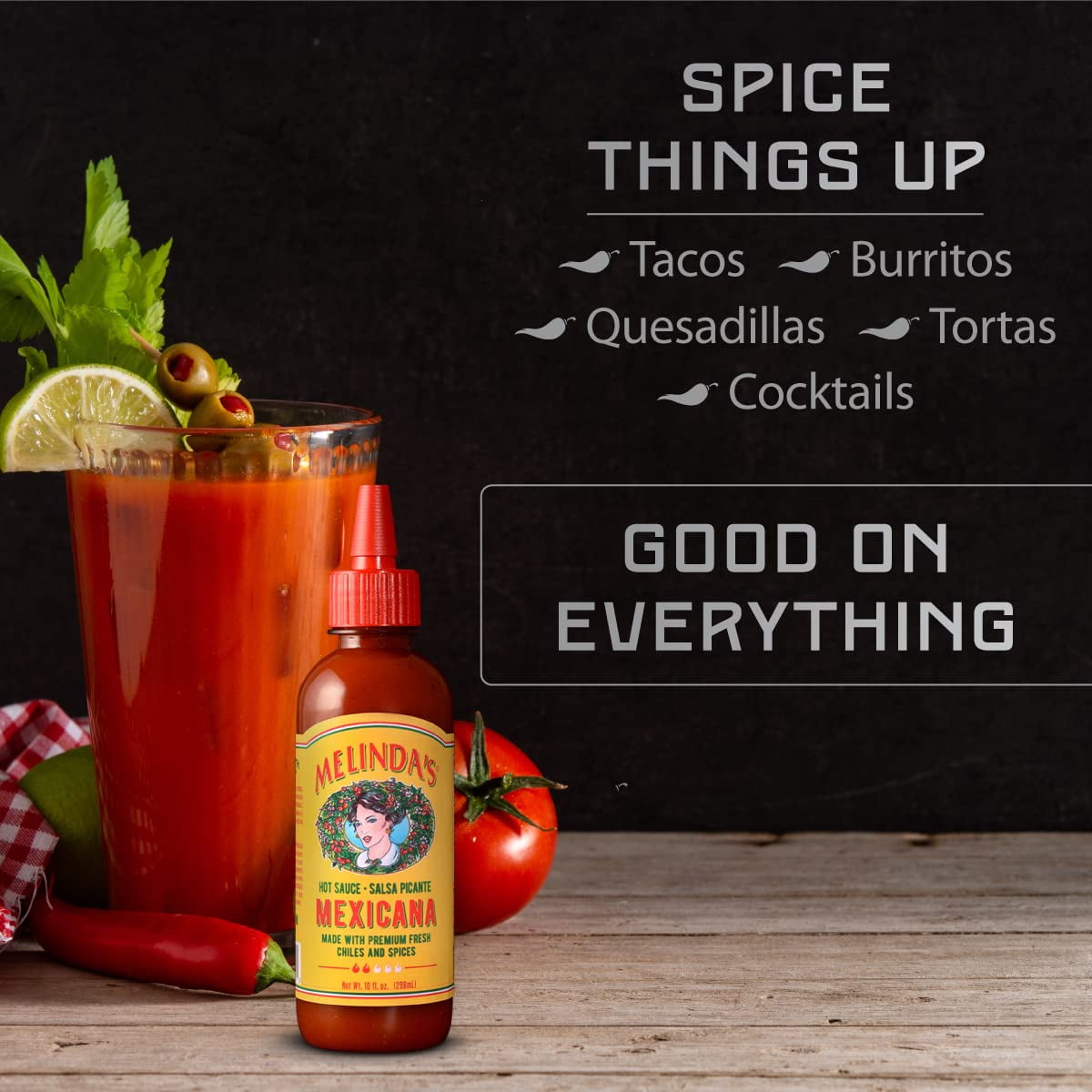 Pack of 6, Melindas Hot Mexicana Sauce, 10 fl oz
