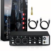 2x2 USB-C Audio Interface for PC/Mac Recording, 24-bit/192kHz, TS/XLR Inputs, Studio/Podcast/Streaming (Matte Black)