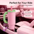 thumbnail image 3 of 40oz Tumbler with Handle & Straw, Insulated Stainless Steel Travel Mug, Leakproof & Cup Holder Friendly, BPA-Free Water Bottle for College, Office, Gym, Gifts for Men and Women (Hot Pink), 3 of 4