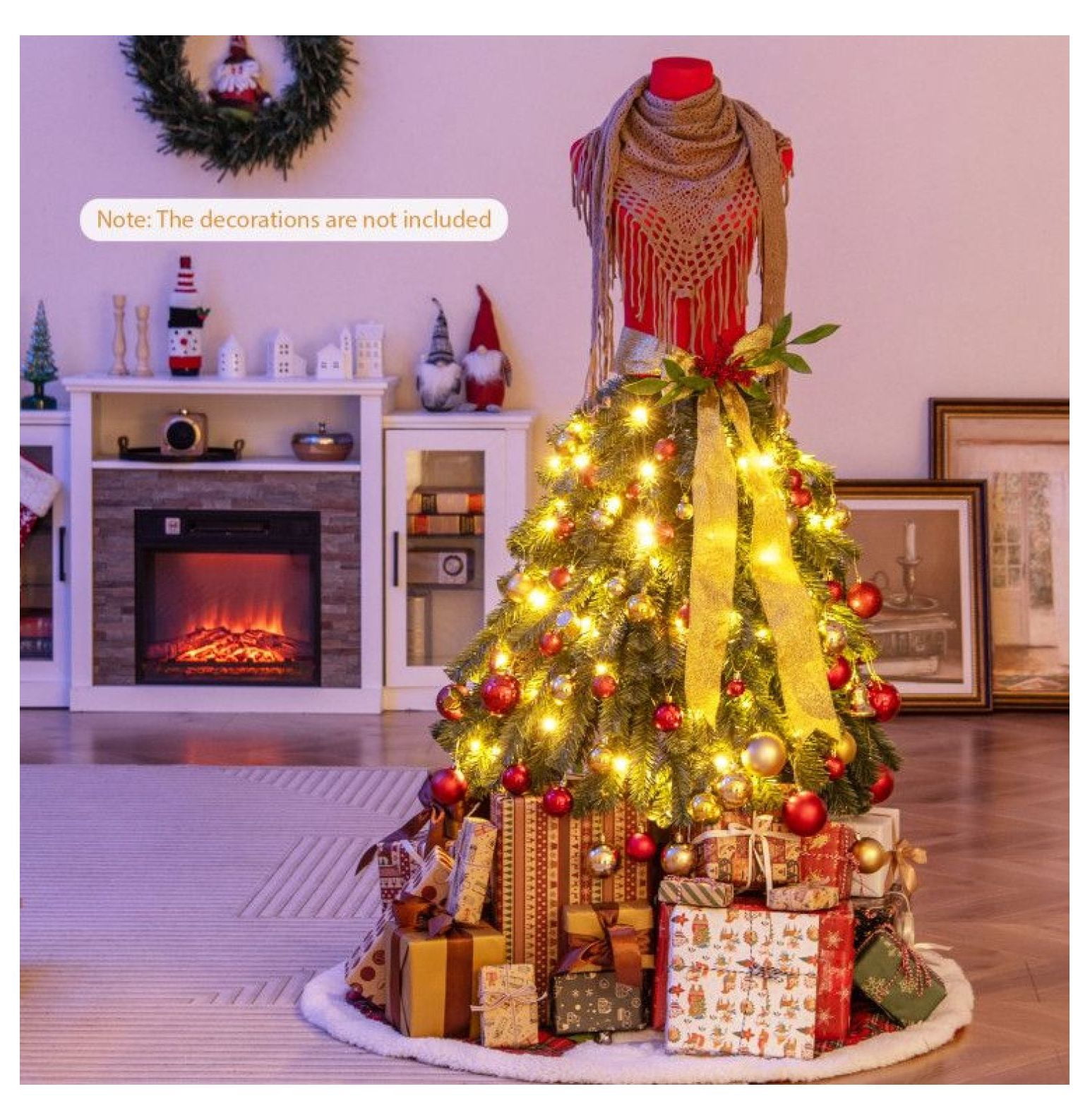 Costway 5 FT Artificial Mannequin Tree with 465 Tips and 50 LED Lights