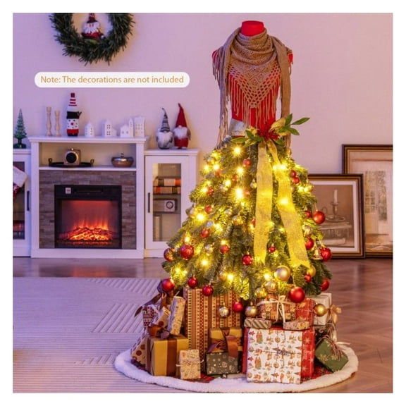 Yunken 5 FT Pre-lit Mannequin Artificial Christmas Tree Dress Form for Unique Xmas Decor, Fashion Themed Holiday Tree