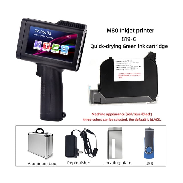English Portable Small Label Handheld Inkjet Printer Production Date QR Code Batch Number Logo HD Printing Fadeless Fast Drying ,Multi-Format Printing