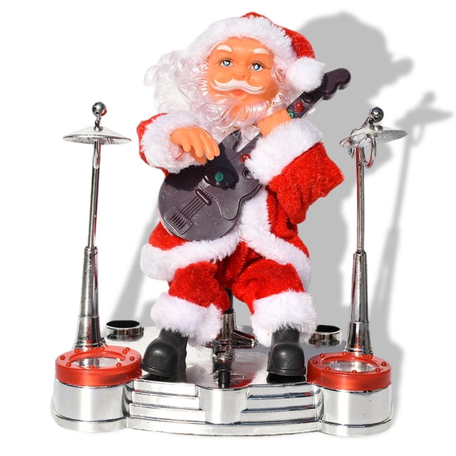 Muñeco de Navidad Papá Noel Instrumento para tocar Decoración Sacudiendo la cabeza Cantando Adorno a pilas, Tipo 2 seitruly HA008653-02B