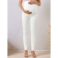 thumbnail image 5 of Women'S Maternity Jeans over Belly Skinny Stretchy Denim Pants Comfy Slim Pregnancy Pants White XL, 5 of 8