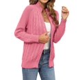 thumbnail image 1 of Langwyqu Autumn Winter Long Sleeve Women Cable Knit Coat Zipper Cardigan Sweater, 1 of 5