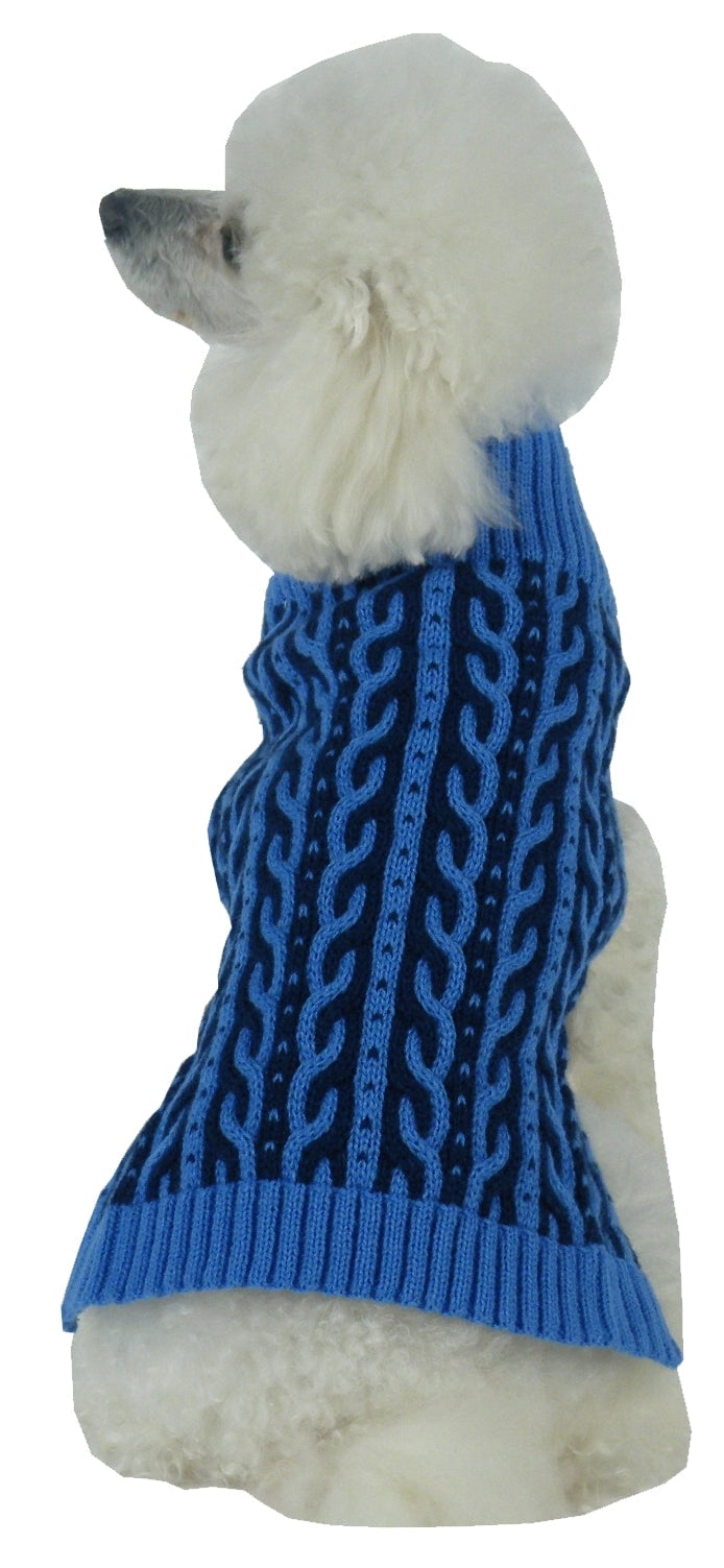 Pet Life ® 'Harmonious' Dual Color Weaved Heavy Cable Knitted Fashion Designer Dog Sweater
