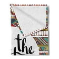 thumbnail image 2 of Adventure Soft Flannel Fleece Throw Blanket, Backdrop with Geometric Motifs and Hand Writing Old Fashioned Style, Cozy Plush for Indoor and Outdoor Use, 50" x 60", Multicolor, by Ambesonne, 2 of 5