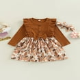 thumbnail image 2 of Robe d'Automne Douce pour Fille avec Bandeau à Nœud Manches Longues Col à Volants Imprimé Feuille Patchwork Robe Trapèze, 2 of 8