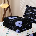 thumbnail image 5 of Manfei Cute Lines Cat Zipper Queen Comforter Set with Fitted Sheet and 2 Pillowcases, Abstract Kitten Zipper Bedding Set, Black Blue, Polkadot Reversible, 4-Piece, 5 of 7