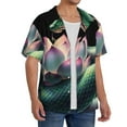 thumbnail image 2 of Balery Snake Holding A Lotus Camisa Casual de Manga Corta con Botones para Hombre, Texturizada, Estilo Cubano, para Playa, Verano-4X-Large, 2 of 5