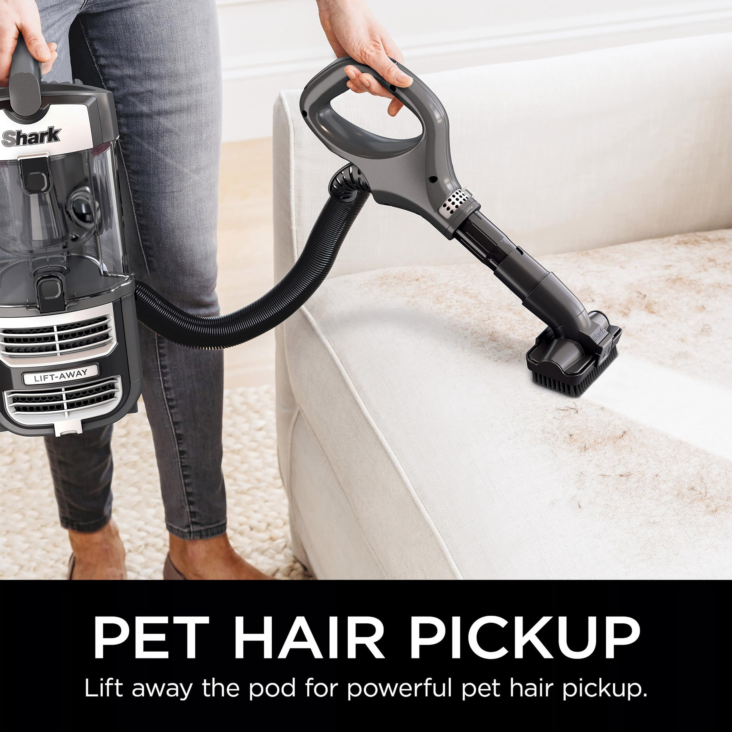 Restored Shark UV730 Navigator Lift-Away Upright Vacuum with PowerFins™ HairPro Self-Cleaning Brushroll, Anti-Allergen Complete Seal + HEPA, LED Headlights, Multi-Surface (Grey) (Refurbished)