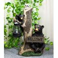 thumbnail image 6 of Ebros Forest Black Bear Mama & Cub W/Raccoon Welcome Sign Solar LED Light Statue, 6 of 8