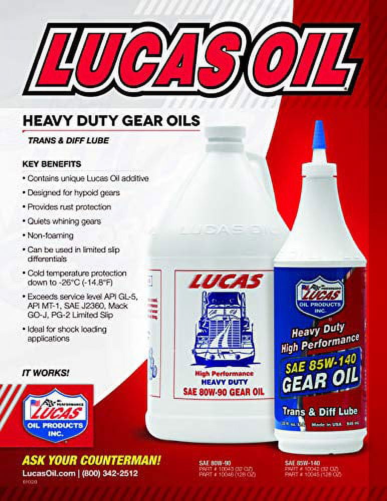 Lucas Oil Heavy Duty SAE 80W-90 Gear Oil, 1 Gal