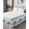 thumbnail image 4 of Coastal Turtle Wrap Around Bed Skirts for Queen Bed 18" Drop,Bed Skirt with Adjustable Elastic Belt Dust Ruffle Bed Valance for Bedroom Hotel Nautical Ocean Coral Jellyfish Seashells Bed Frame Cover, 4 of 7