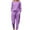 Purple, variant on Diufon Cotton Linen Womens Sets Round Neck Long Sleeve Tops Solid Color Lace-Up Pants with Pockets