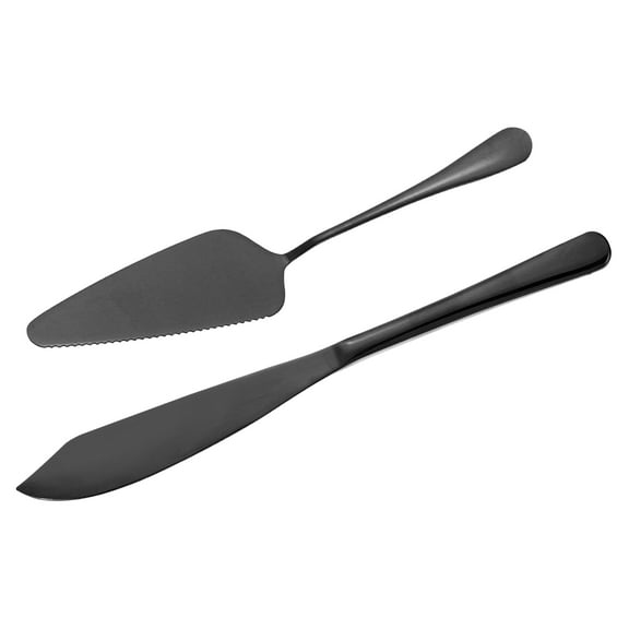 Uxcell Wedding Cake Knife and Server Set, Black Cake Cutting Set (11/9 Inch)