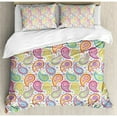 thumbnail image 3 of Paisley Duvet Cover Set, Colored Patterned Backgrounded with Old Paisley Flowers and Circles Art, Decorative 2 Piece Bedding Set with 1 Pillow Shams, Twin Size, Multicolor, by Ambesonne, 3 of 3