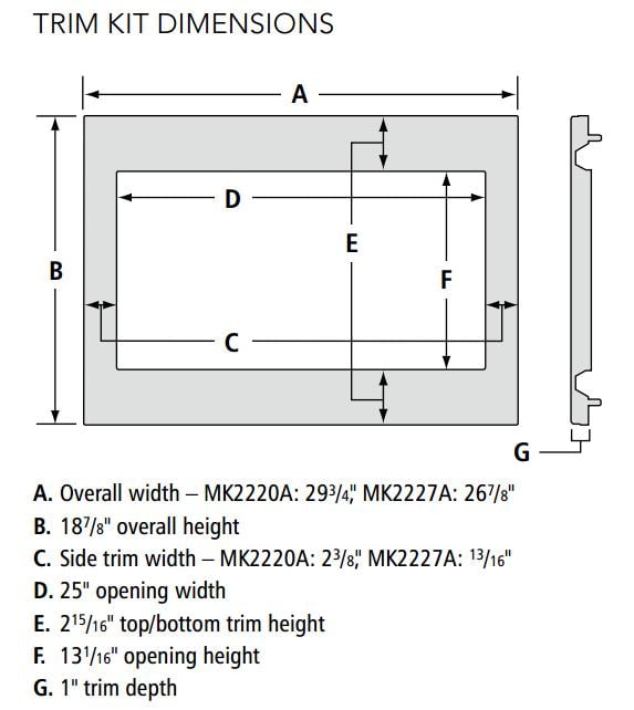 MK2220AS 30 BuiltIn Trim Kit for Microwave in Stainless Steel