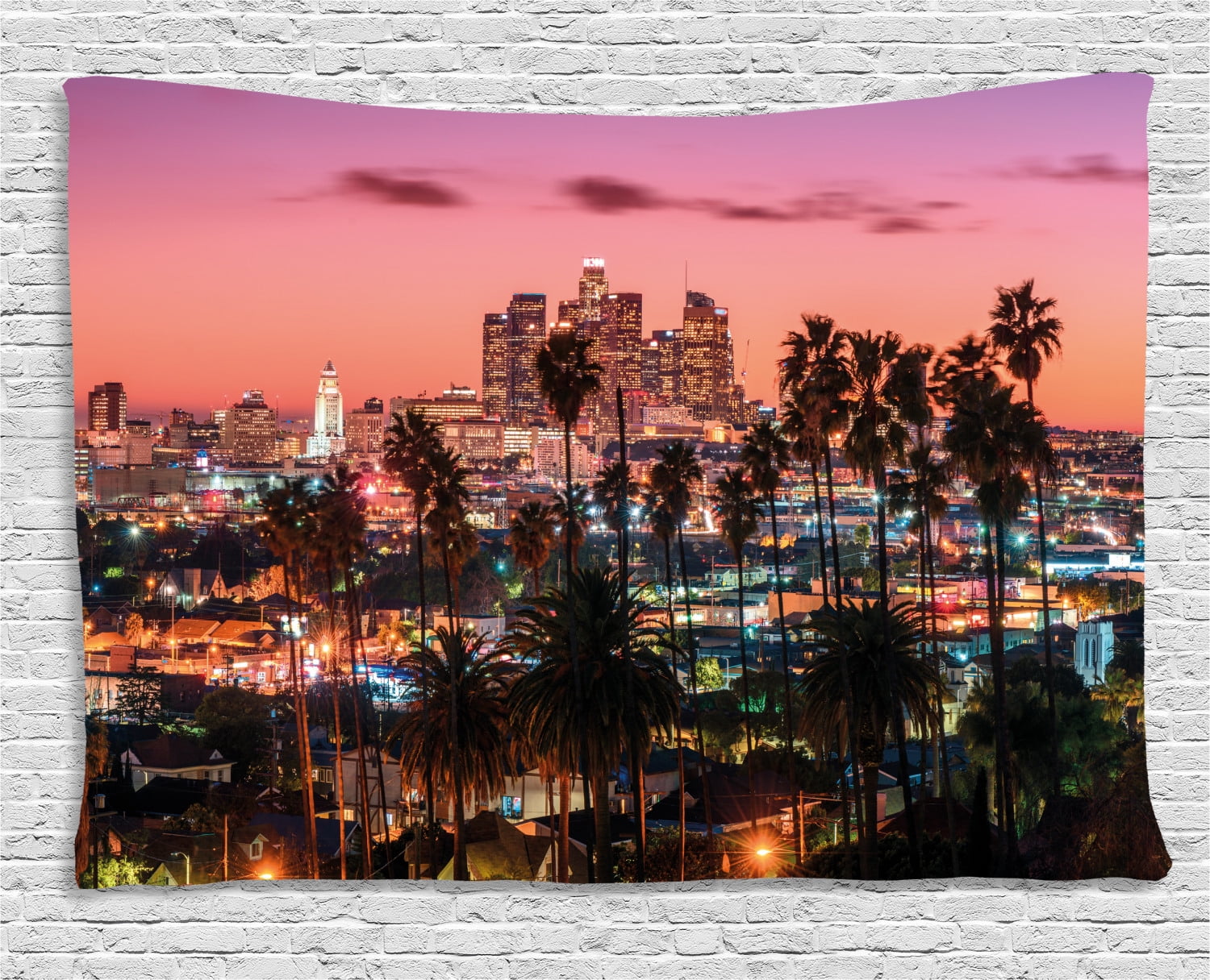 United States Tapestry, Vibrant Sunset Twilight Scenery Los Angeles