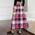 thumbnail image 7 of Tnhcen Women's Plaid Elastic Waist Midi Skirt with Pockets, 50% Wool 50% Polyester High Waist A - Line Skirt, Plus Size S - 2XL Casual Long Skirt, 7 of 7