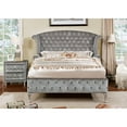 thumbnail image 3 of Furniture of America Serena Velvet-like Platform Bed, Eastern King, Gray, 3 of 5