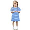 thumbnail image 4 of Summer Dresses for Girls 3-12 Years Toddlers Kids Cute Polka Dot Printed Short Sleeve Crewneck Loose Pullover Hiking Midi Dress, 4 of 8