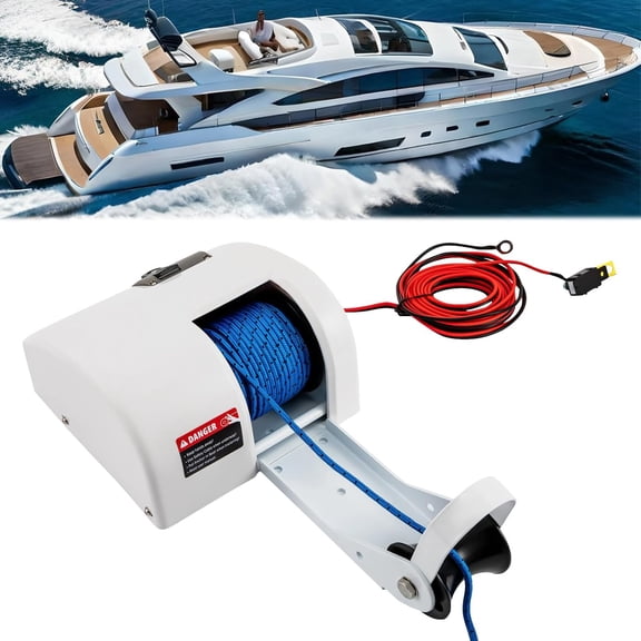 Electric Anchor Winch 12V Marine Anchor Winch with Remote Control Marine Saltwater Anchor for Fishing Boat Pontoon Boat