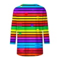 thumbnail image 4 of Xdegoge T-Shirt for Women Crewneck 3/4 Sleeve Casual Pastel Gradient Rainbow Striped Pattern Loose Fit Soft Flowy Breathable Modern Aesthetic Daily Spring Fashion Tops, 4 of 6