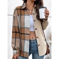 thumbnail image 5 of Arvbitana Women Plaid Long Sleeve Shirt Casual Button Down Loose Fit Casual Blouse Vinatge Lapel Collar Oversized Tops Lightweight Coat for Autumn, 5 of 8