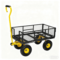 Heavy Duty Steel Mesh Garden Cart 880 LBS Capacity , Folding Utility Wagon with Removable Sides and 10" Pneumatic Tires for Yard Work, Hauling and Transporting