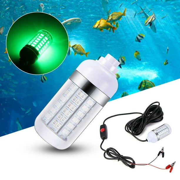 Yinanstore Fishing Lights 12v Led 15w Green Lighting Ip68 Waterproof Underwater Gathering Green 30x80mm
