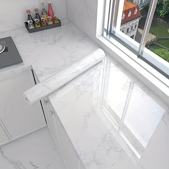 GYTY Self-Adhesive Waterproof Bathroom Wallpaper - Easy Apply, Moisture-Resistant Marble Tile Stickers for Toilet & Kitchen Renovation