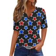 thumbnail image 1 of Blusas de Verano de las Mujeres Casual Gradiente Manga Corta V-Cuello Superior, Ligera Imitación de Tela de Estante para la Primavera Y el Verano Diario Y de Fiesta, 1 of 5