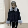 thumbnail image 3 of BAETEUY Winter Women Denim Jacket - Faux Fur Trim Long Sleeves Plush Lined Coat, 3 of 8