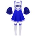 thumbnail image 4 of DPOIS Kids Girls Cheerleading Uniform Costume Cosplay Dance Fancy Dress Blue 11-12, 4 of 6