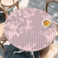 thumbnail image 2 of Pink Striped Round Tablecloth, Fitted Table Cover with Elastic for 36"-44" Round Tables, Modern Simple Farmhouse Beige Vintage Table Cloth Outdoor Indoor Dinning Party Waterproof Tablecloths, 2 of 7