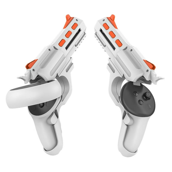 Handle VR Accessories for Meta Quest 3, Simulated Shooting Game Accessories, Weighted Controller Grips, FPS Gaming Experience-Orange & White