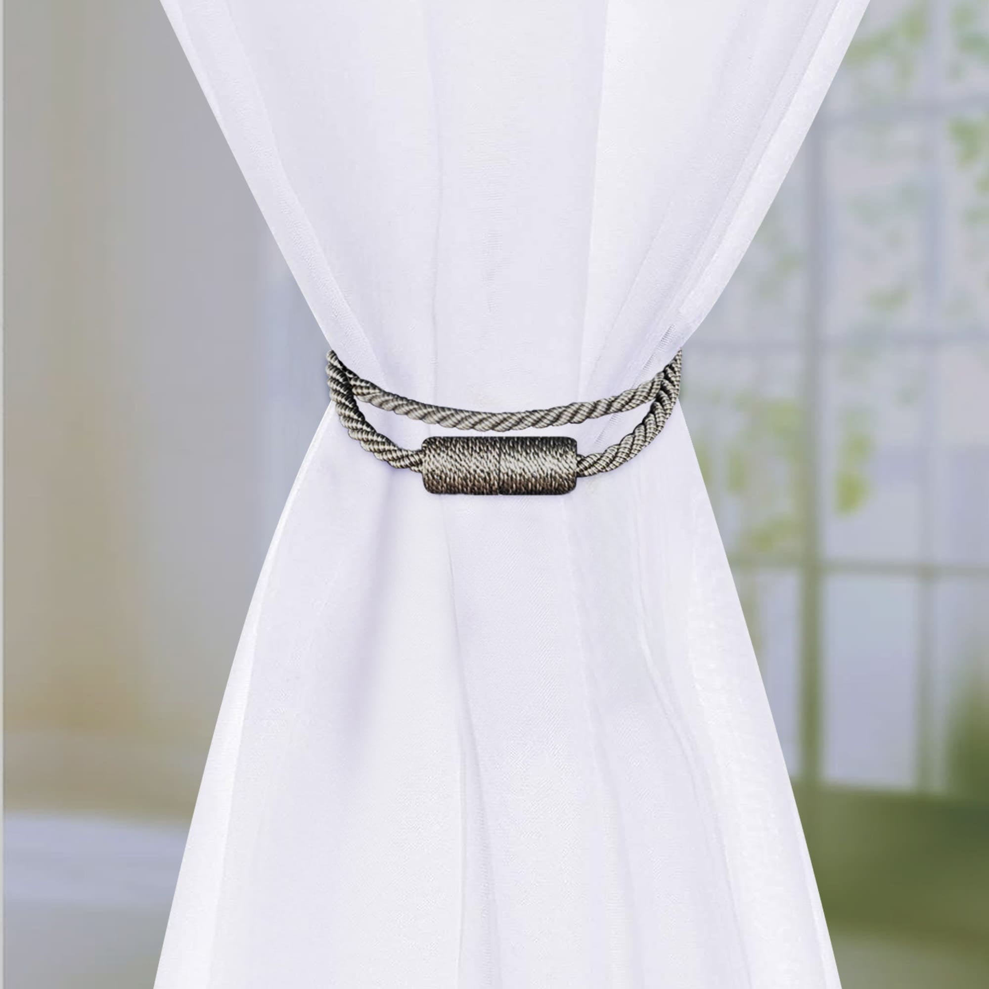 Mainstays 2-Pack Magnetic Tiebacks for Curtains, 17.5 Inch - Gray